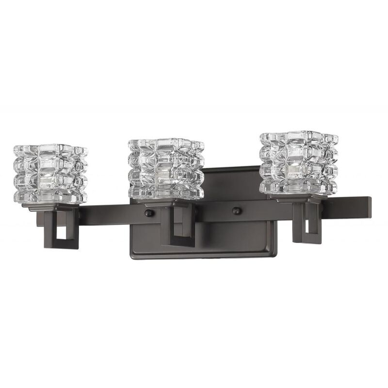 Hivvago Coralie 3-Light Oil-Rubbed Bronze Sconce With Pressed Crystal Shades