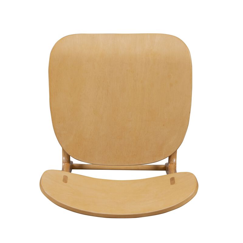 Seln 24 Inch Counter Stool Chair, Curved Seat, Open Back, Light Brown Wood - Benzara
