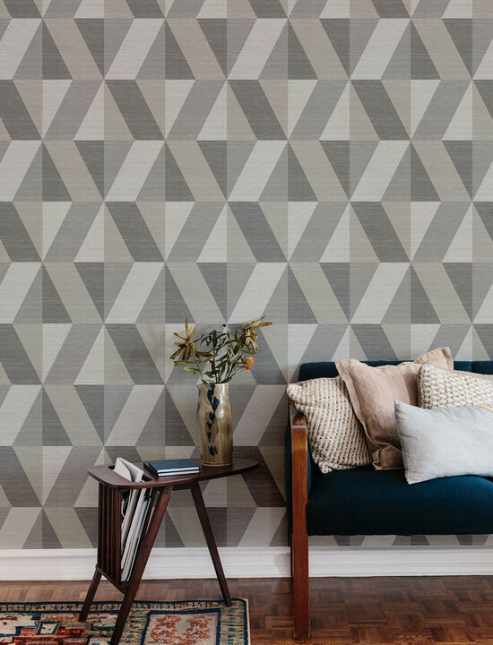 Winslow Stone Geometric Faux Grasscloth Wallpaper (Set of 2)