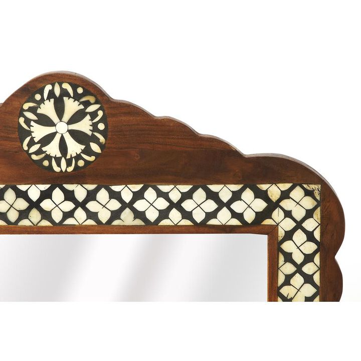 Butler Specialty Gabby Wood & Bone Inlay Wall Mirrored, Medium Brown