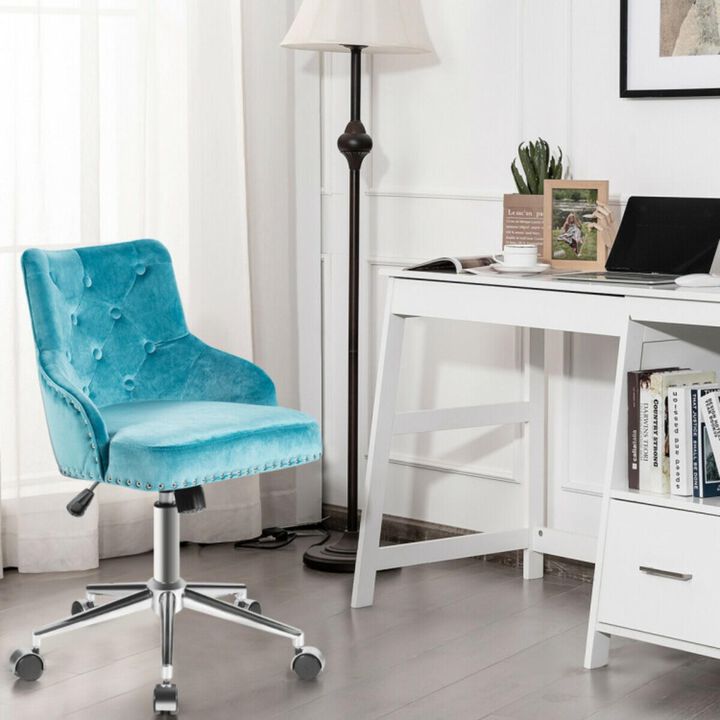 Hivvago Tufted Upholstered Swivel Computer Desk Chair with Nailed Tri