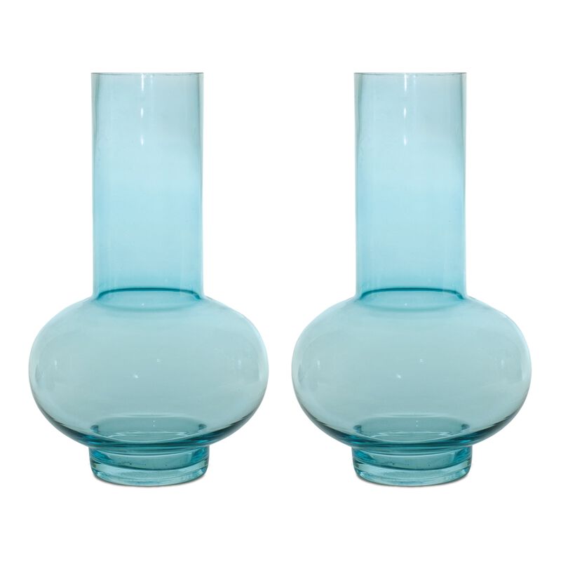 Set of 2 Glass Vases for Modern Centerpieces and Living Room Styling