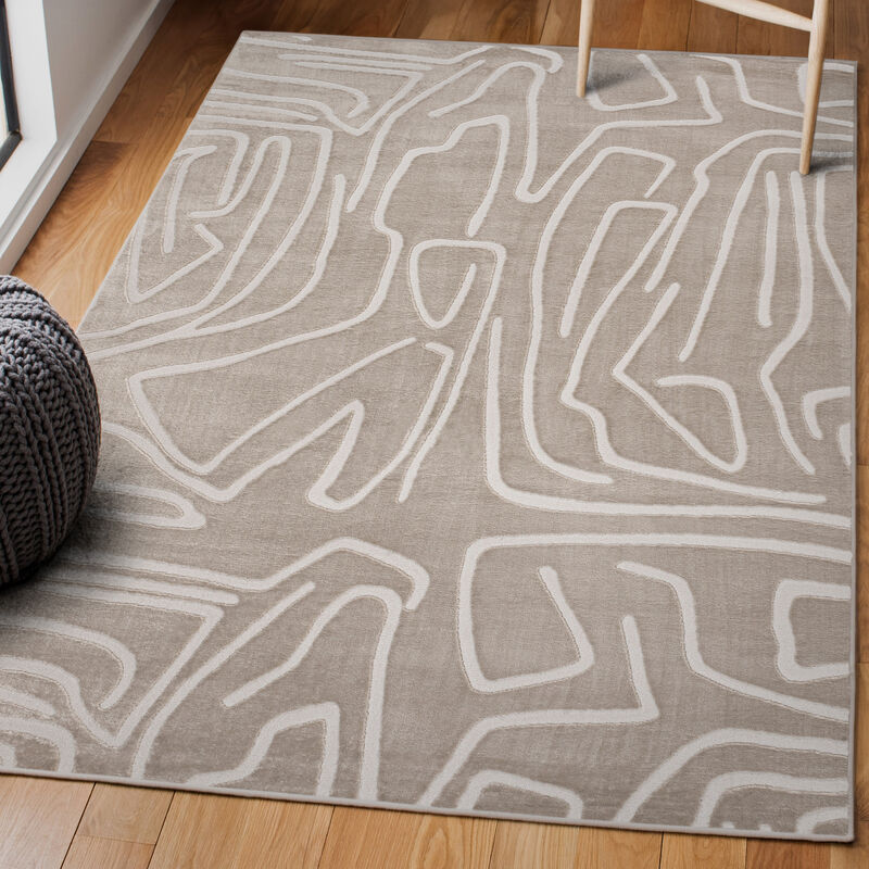 Alcina Modern Scandinavian Graphic Lines High-Low Area Rug