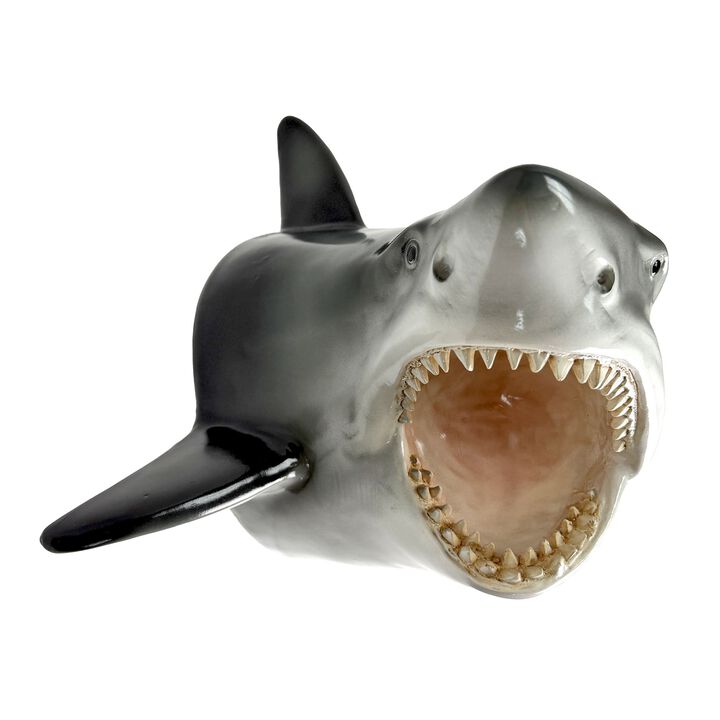 16 Inch Great White Shark Head Wall Mount Trophy Resin Ocean Nautical Decor