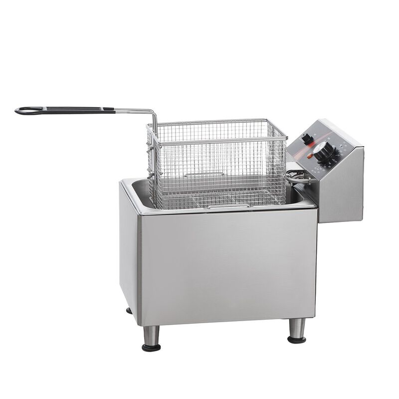 Stainless Steel Commercial Deep Fryer 1750W 12Qt Single Tank with Temperature Control-Silver image number 8