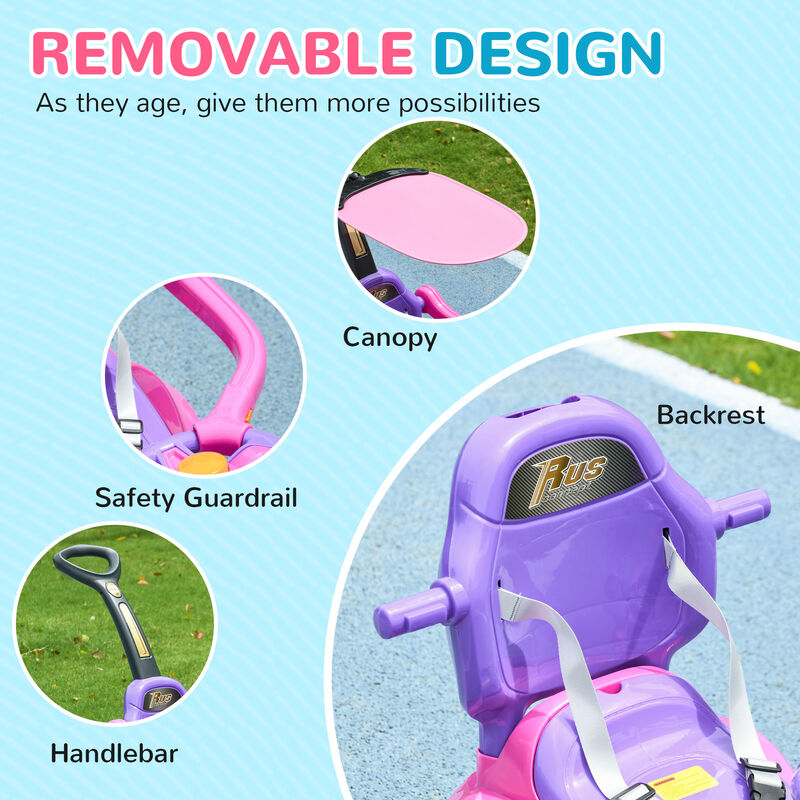 BreeBe 3 in 1 Push Car Sliding Car with Removable Handle, Music, Horn, Canopy, Safety Guardrail image number 4