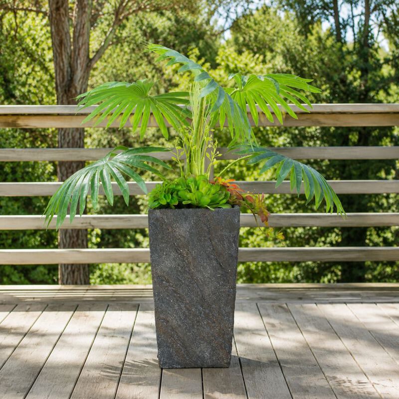 WOW PIONEER Large 9.4x9.4x18.1 Inch Cement Planter for Indoor Outdoor Use, Sturdy Functional Decor with Sophisticated Silhouette image number 2