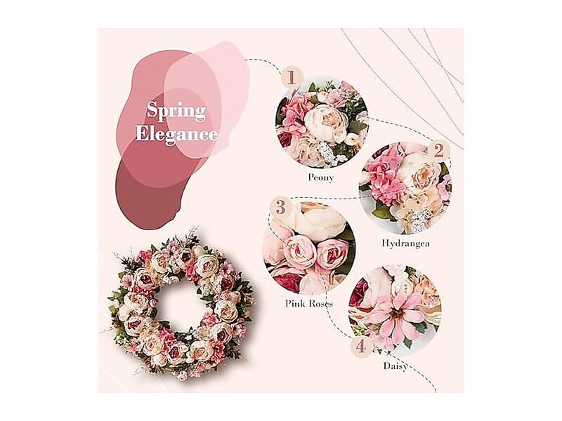 Peony Wreath 23 Spring Wreaths Front Door Artificial Large Floral Wall Decor Day image number 3