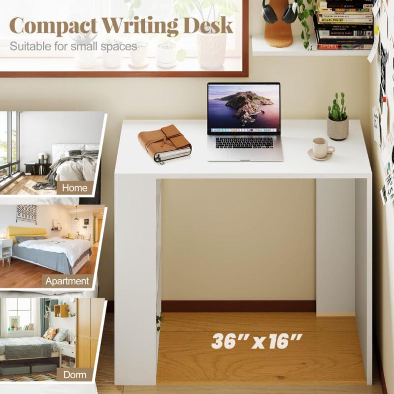 Hivvago 36 Inch White Computer Desk with 3 Open Shelves for Home Office Study