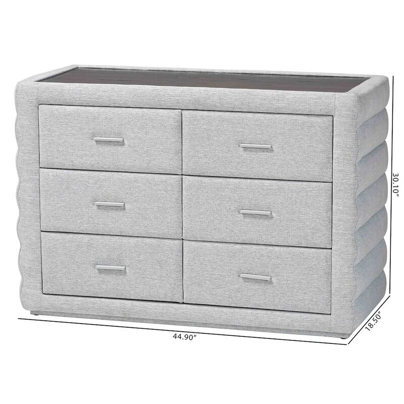 Baxton Studio Cadmus Modern Light Grey Channel-Tufted Fabric 4-Drawer Dresser