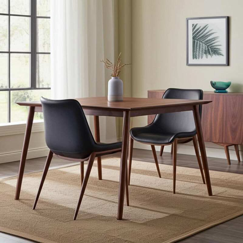 HomeRoots Set of Two Black and Brown Upholstered Faux Leather Dining Side Chairs image number 1