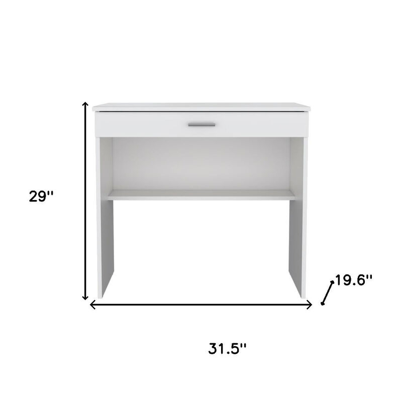 HomeRoots 32" White Wood Computer Desk With Drawer image number 4