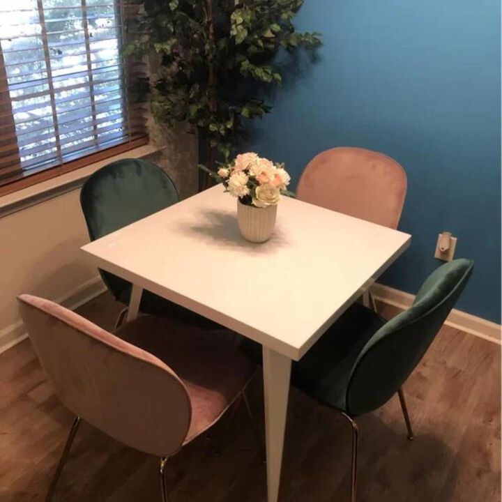 Square Metal Top Dining Table W/ Metal Legs