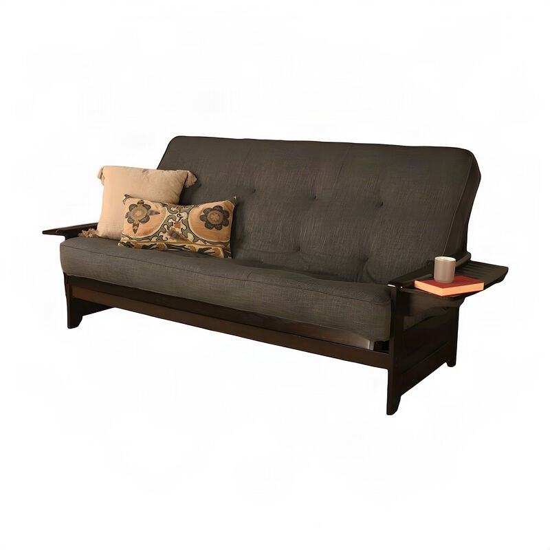 Phoenix Frame Queen-Espresso Finish-Linen Charcoal Mattress image number 0