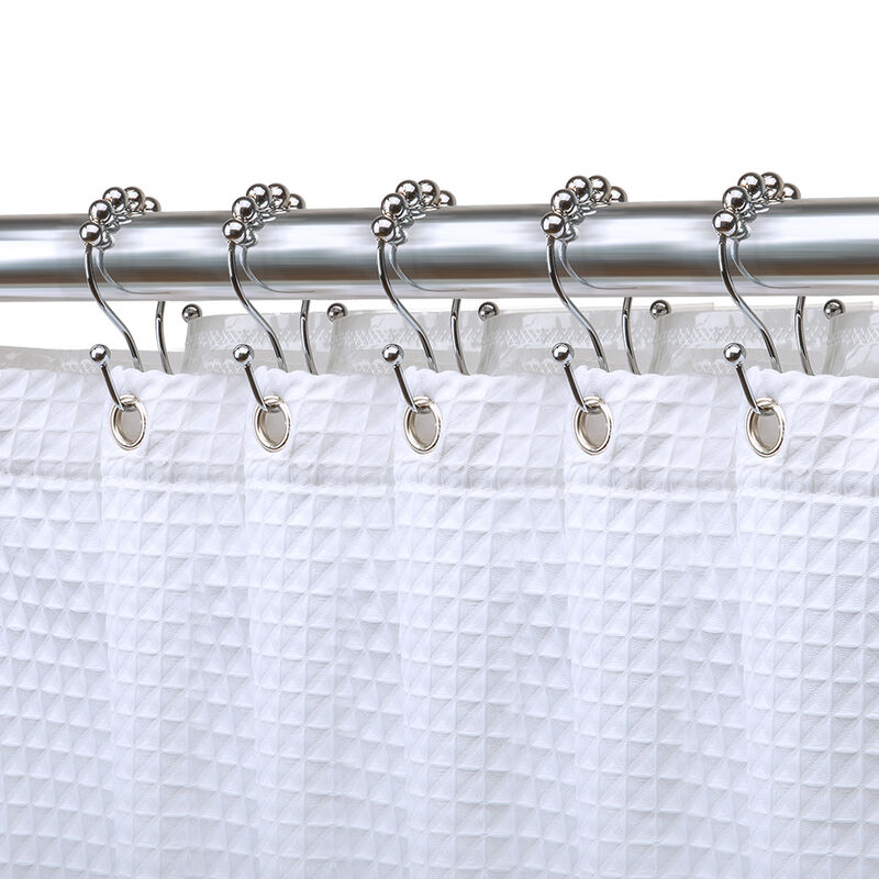 Stainless Steel Double Shower Curtain Hooks, Set of 12 image number 1