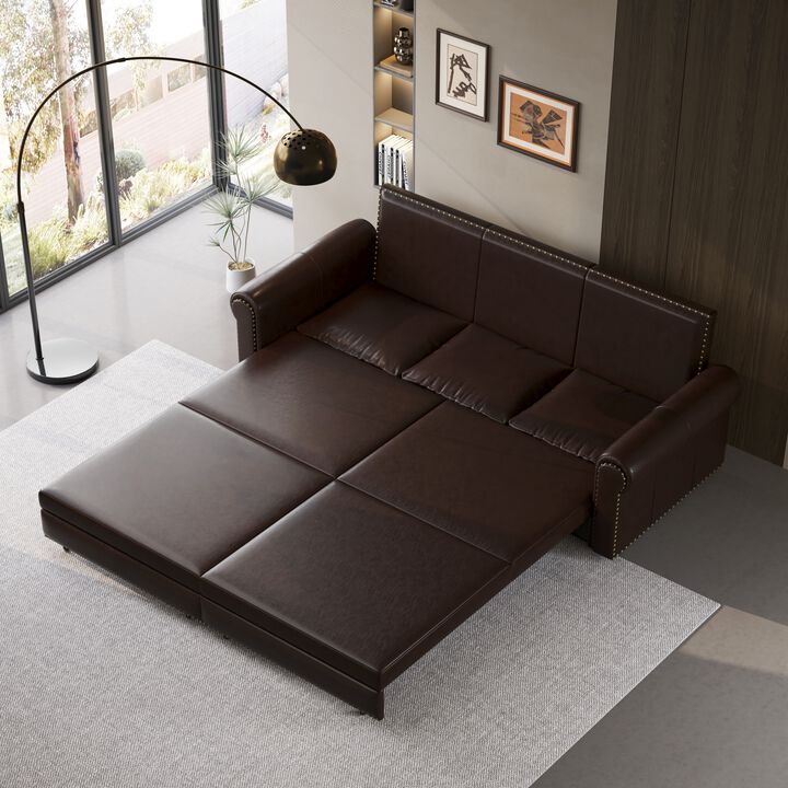 Merax 3-in-1 Faux Leather Convertible Sleeper Sofa