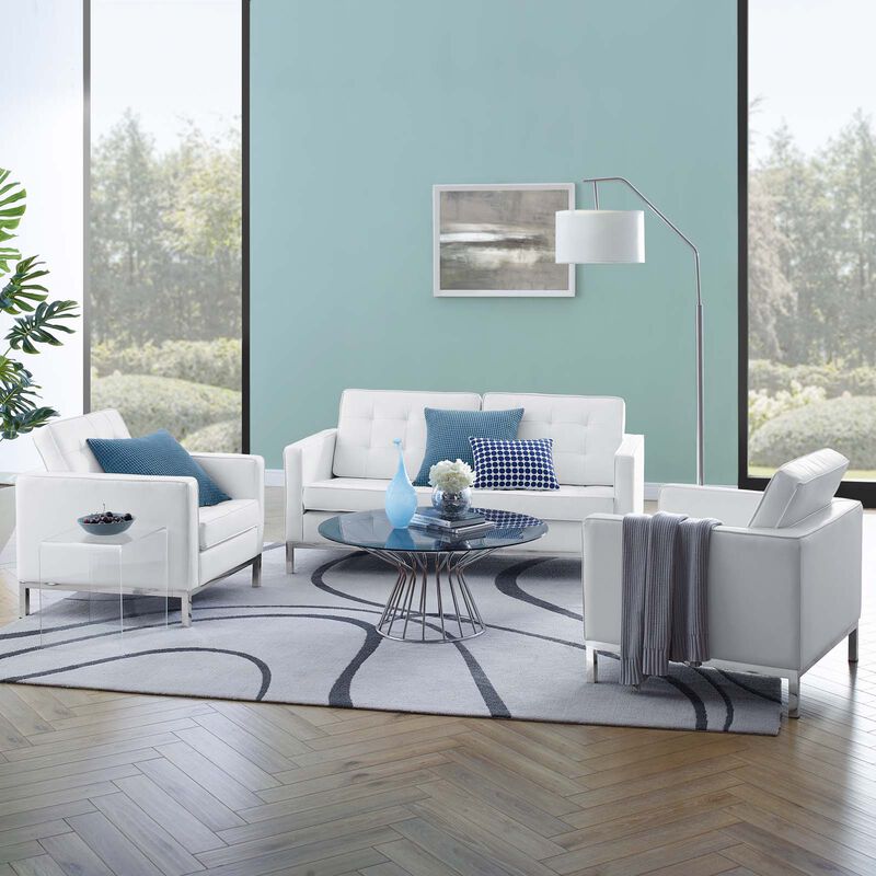 Loft 3 Piece Tufted Upholstered Faux Leather Set image number 1
