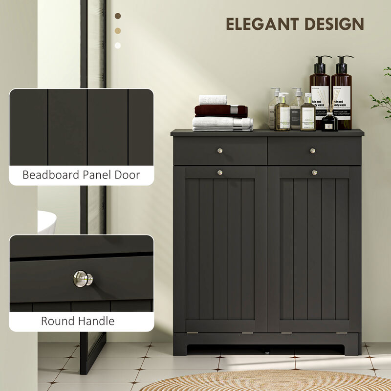 Hivvago Double Laundry Hamper Cabinet with 2 Drawers image number 6