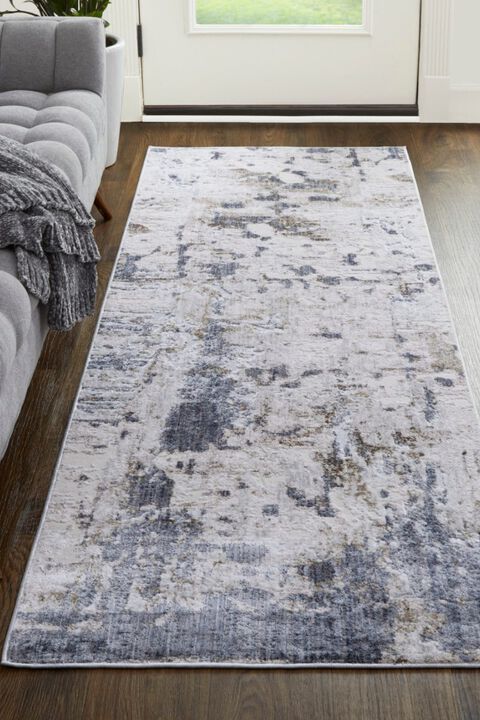 Laina 39GHF Blue/Ivory 3' x 10' Runner Rug