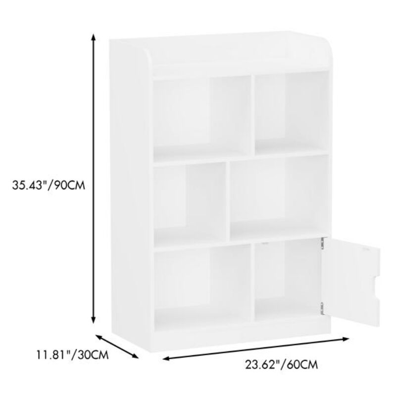 Kids Bookshelf with 6 Compartments for Bedroom or Playroom Storage