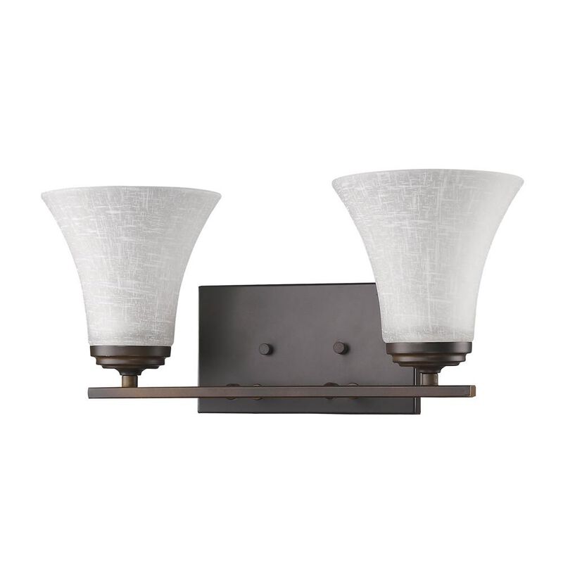 Hivvago Two Light Bronze Wall Light with Tapered Glass Shade