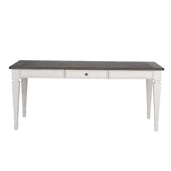 Liberty Furniture Allyson Park Rectangular Leg Table in Wirebrushed White w/ Charcoal Top