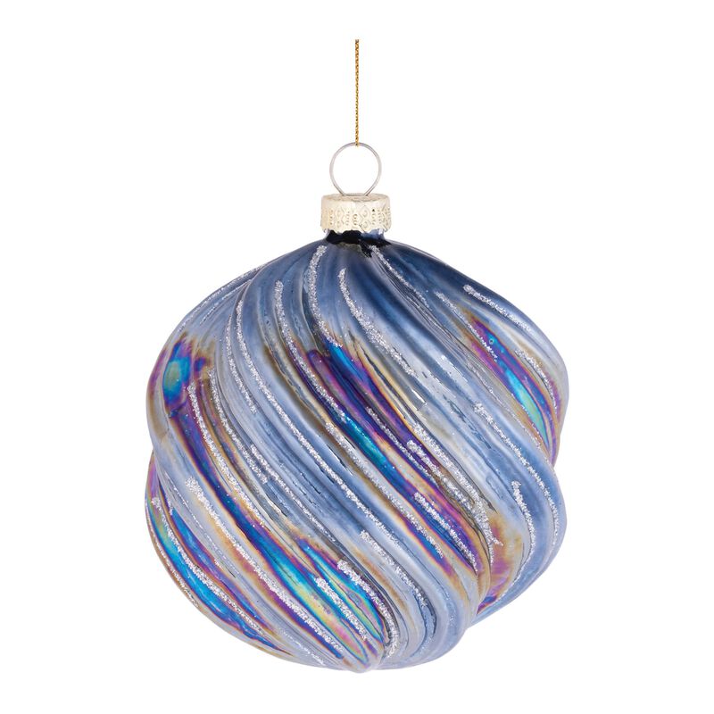6-Pack Iridescent Swirled Glass Ornaments – Light-Reflective Christmas Baubles for Stylish Holiday Decor