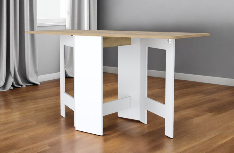 Sleek Sled Base Folding Dining Table for Kitchen or Dining Room