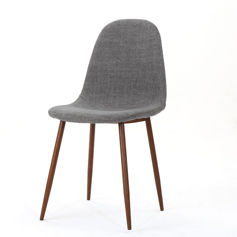 Dining Chair Set of 2, Light Gray Seat and Back Cushion, Brown Metal image number 3