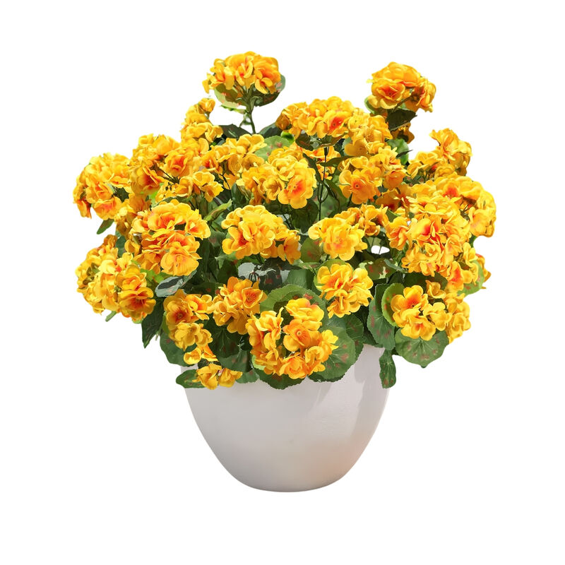 6 Bundle Yellow Artificial Outdoor Plants UV Resistant Garden Porch Decor image number 0