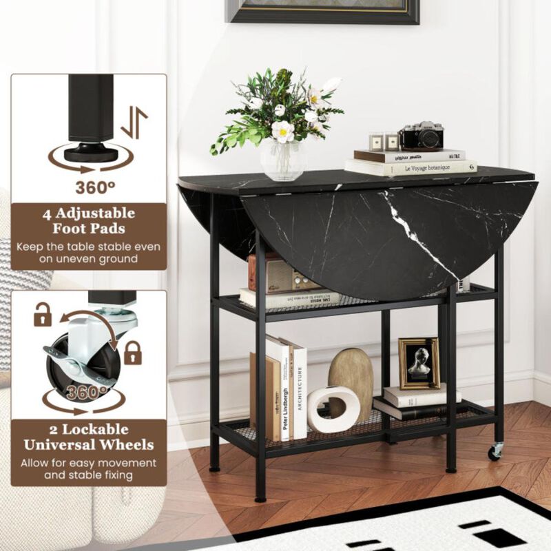 Hivvago Folding Round Dining Table with Lockable Wheels