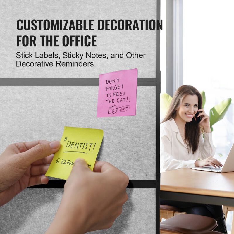 Office Privacy Divider with 2 Panels, Freestanding Room Partition for Workstations and Offices-Light Grey image number 6
