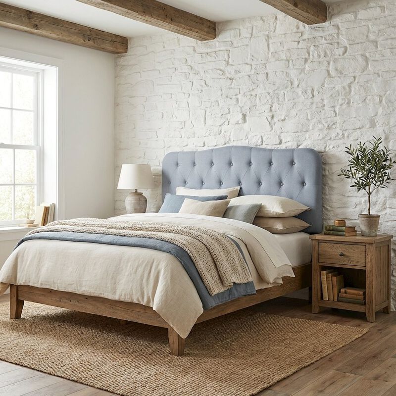 FurniFact Upholstered Twin Headboard with Soft Fabric and Sturdy Frame image number 2