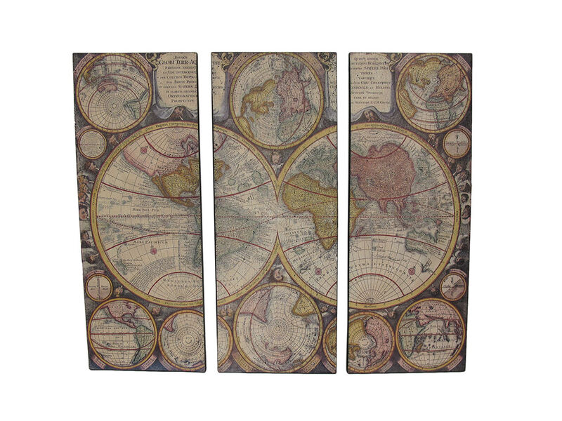 3 Piece Old World Map Canvas Prints image number 0