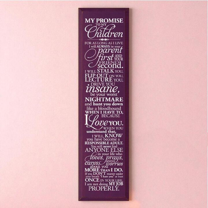 Parent Promise Wood Sign Inspirational Family Quote Rustic Home Wall Decor