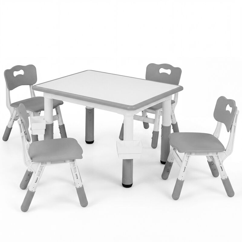Kids Table and 4 Chairs Set with Graffiti Top and Baskets image number 0