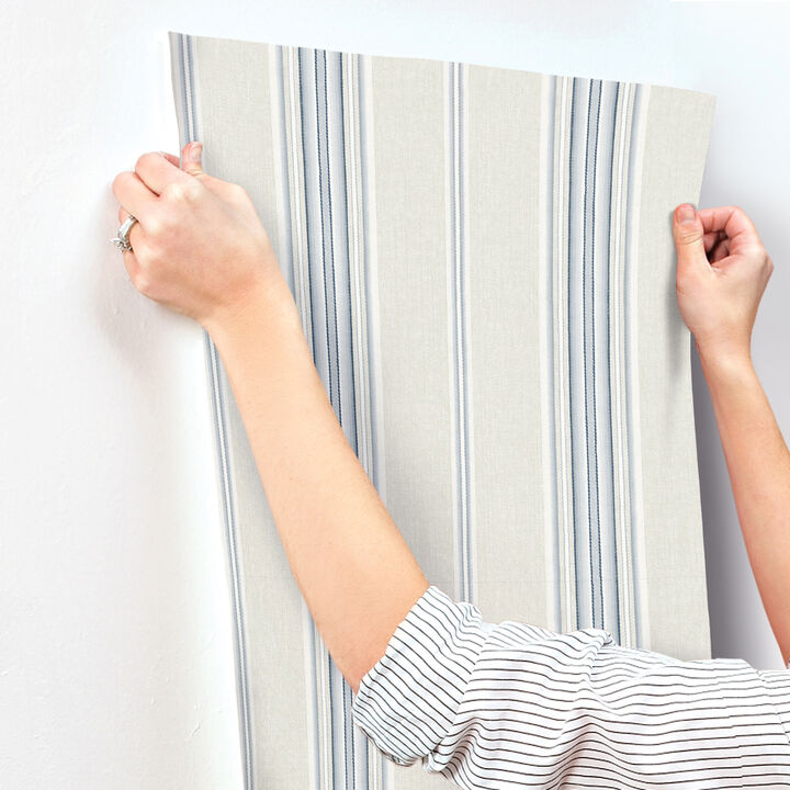 Calvados Blue Linen Stripe Wallpaper