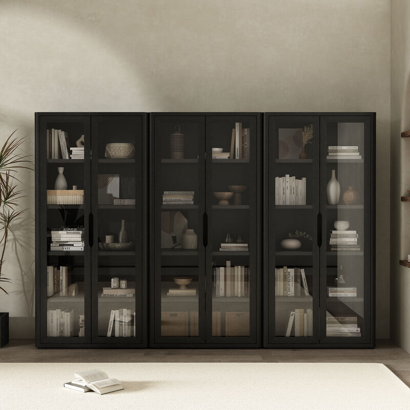 Rivington Black Bookcase Cabinet (Set of 3)