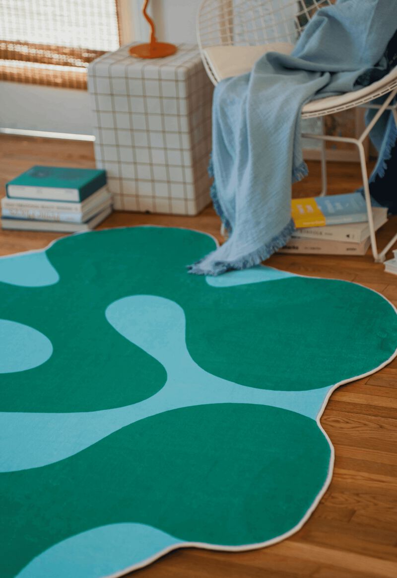 Lany Space Area Rug, Washable Rugs Non-Slip, Irregular Moss Design Rug for Living Room image number 6