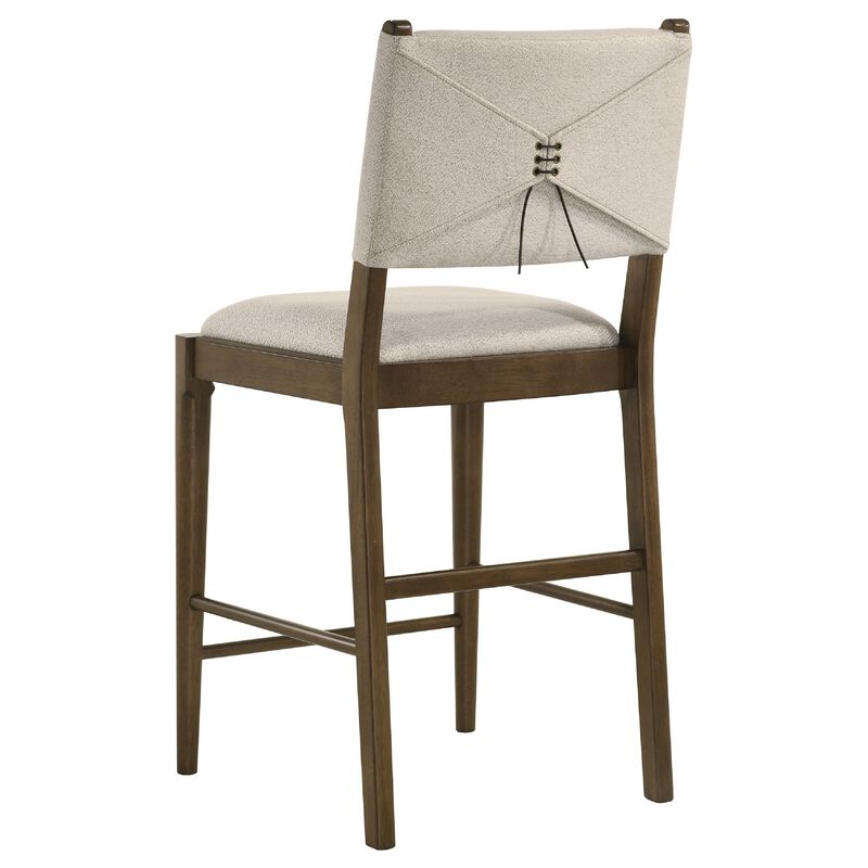Clera Upholstered Counter Side Chair, Tie Accent, Set of 2, Brown Wood image number 5