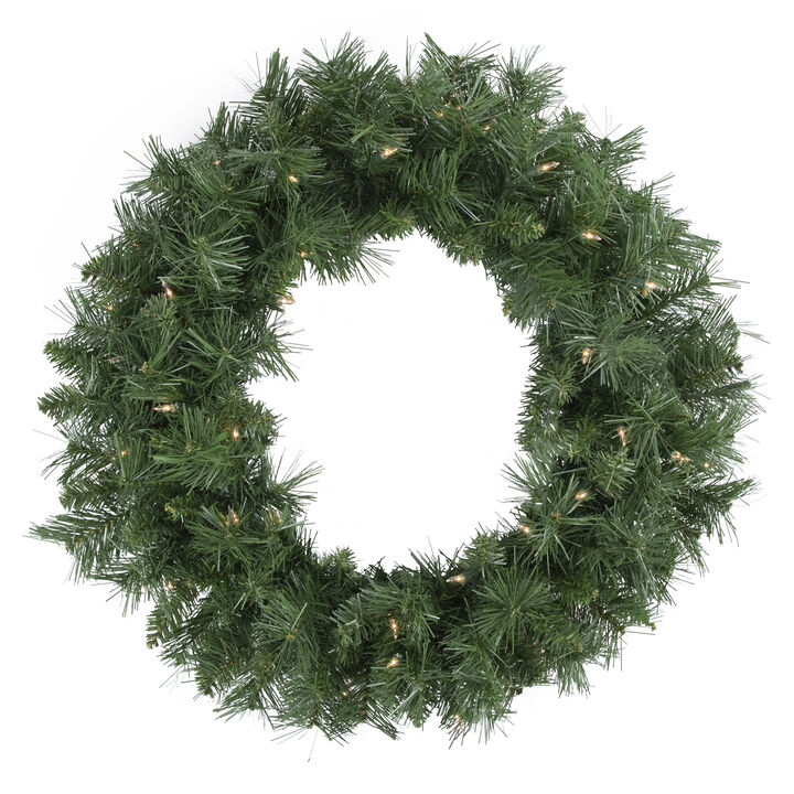 Pre-lit Chatham Pine Artificial Christmas Wreath  24-Inch  Clear Lights
