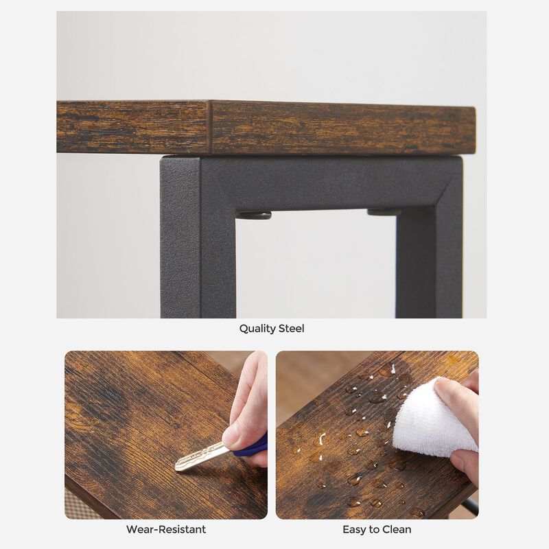 Rolling Utility Cart with Handle - Sturdy Metal Frame for Kitchen, Dining Room, and Home Office