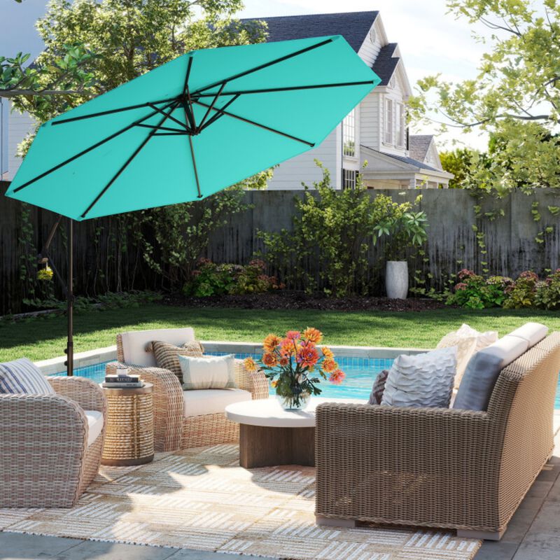 10 Feet Offset Umbrella with 8 Ribs Cantilever and Cross Base image number 8