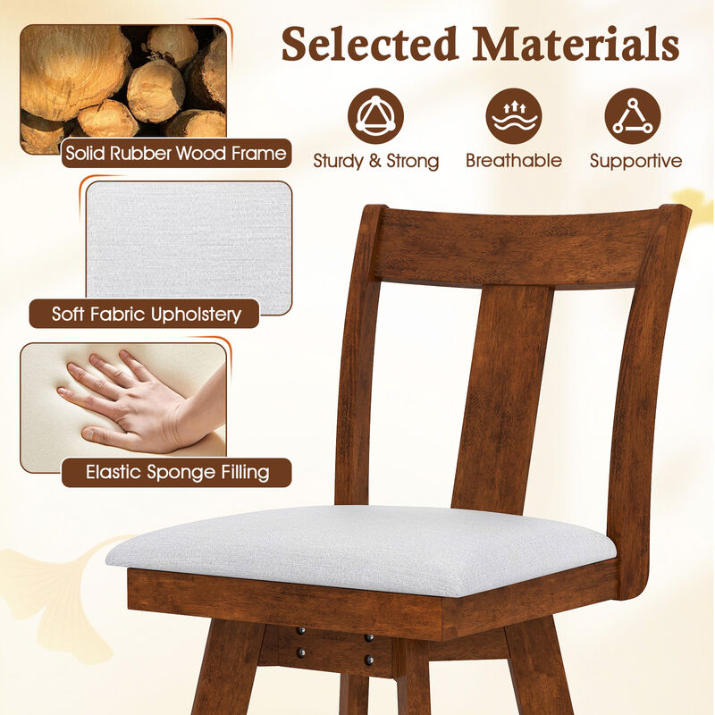 2 Piece Dining Chair Set with Swivel Seat and Durable Rubber Wood Frame