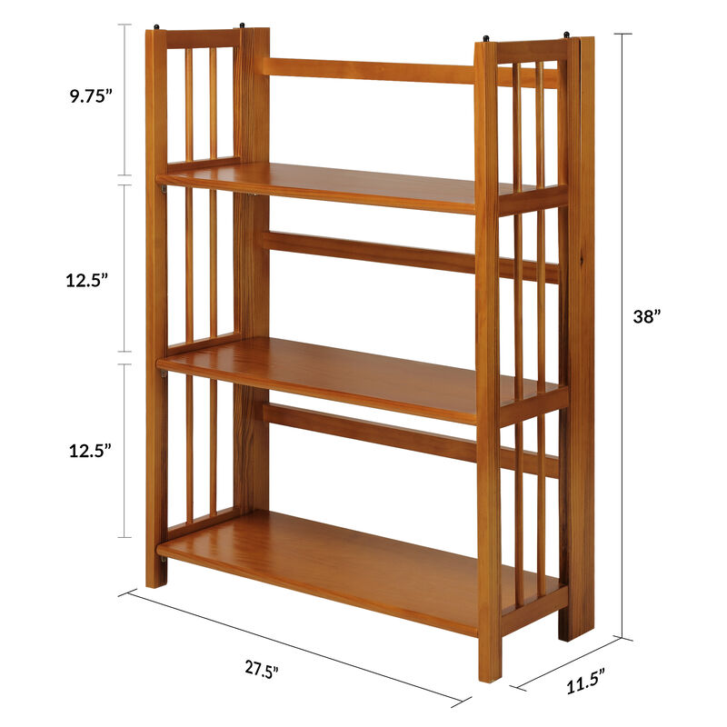 Casual Home 3-Shelf Folding Stackable Bookcase (27.5" Wide)-Honey Oak