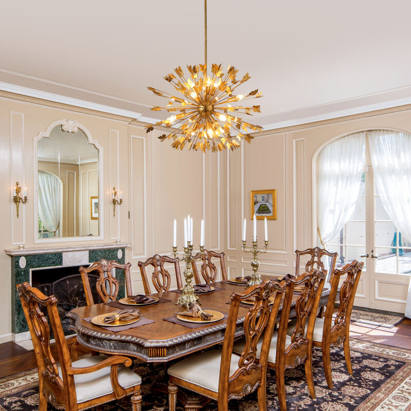 35 in. 14-Light Gold Butterfly Sputnik Sphere Distinctive Iron Chandelier