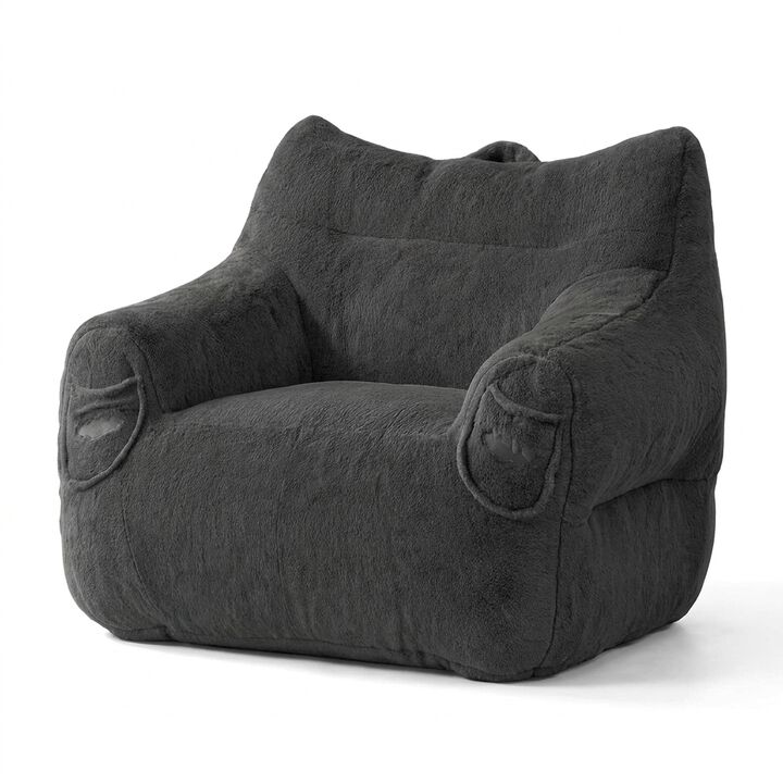 Vipbear Plush Bean Bag Chair for Adults with Armrests & Back Support for Living Room Bedroom