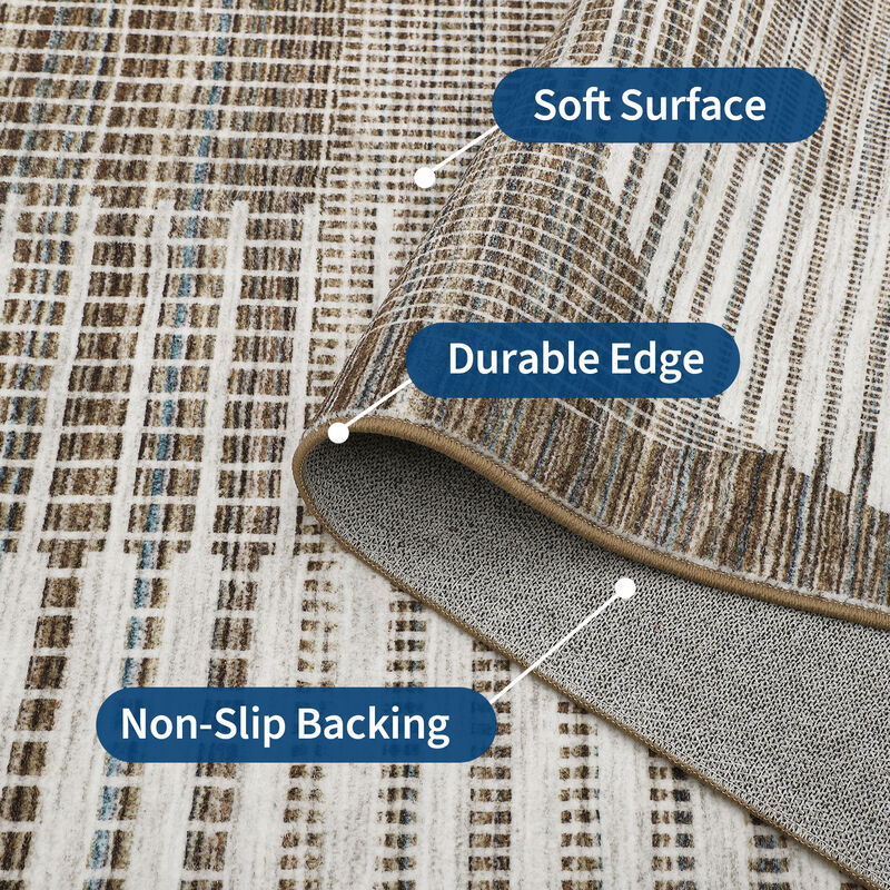 10X13 FT Washable Area Rug for Living Room Modern Geometric Rug Soft Non Slip Bedroom Carpet image number 3