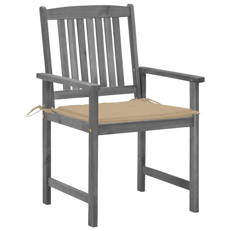 Patio Chair Set of 4 Gray Solid acacia wood Standard Durable