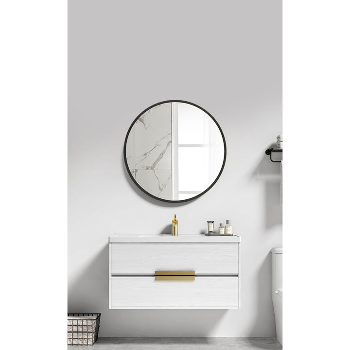 24x24 inch Black Metal Framed Wall mount Bathroom Medicine Cabinet with Mirror